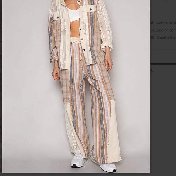 POL 💚 454 POL Plaid with Lace Detail Knit Pants SR21A - Picture 2 of 8